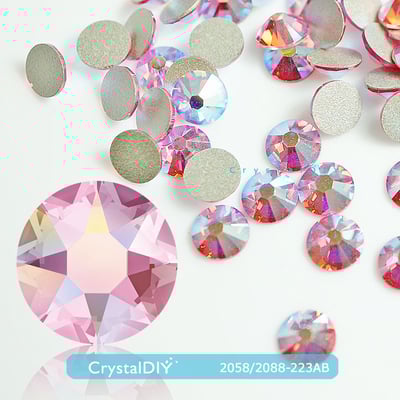 CrystalDIY奧地利SW水晶平底石 #2058/2088Lt.RoseAB粉紅亮彩(223AB) SS5~SS201