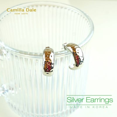 Camilla Dale 8mm銀色半圓紋理耳環4