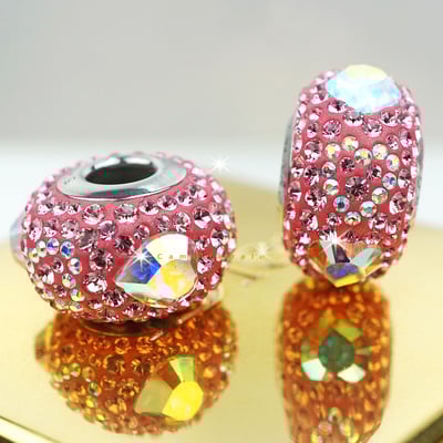 CrystalDIY奧地利水晶SW水晶密鑲串飾心語#84372粉紅玫瑰與水晶亮彩 14mm5