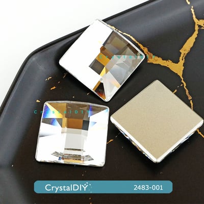 CrystalDIY奧地利SW水晶平底石#2483正方形網絡Crystal白鑽25MM大顆 傢飾把手貼鑽素材水晶建材5