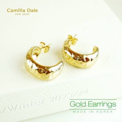 Camilla Dale 8mm金色半圓紋理耳環2