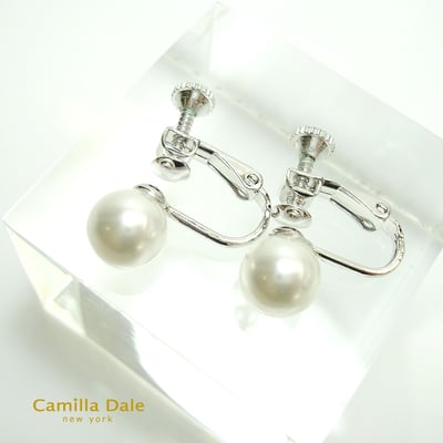 CamillaDale 雪白珍珠耳環(夾式)2