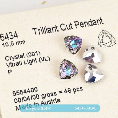CrystalDIY奧地利SW水晶三角形吊墜6434水晶燦紫(001VL) 10.5mm 2入2