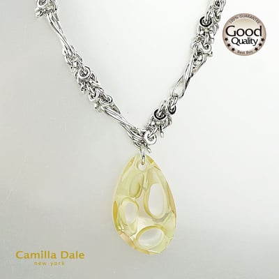 CamillaDale 海枯石爛水晶項鍊 採用奧地利SW水晶吊墜#6730夜光綠6