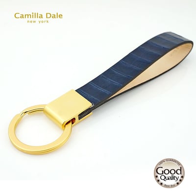 Camilla Dale韓國正蛇皮深藍鑰匙圈(霧金)2