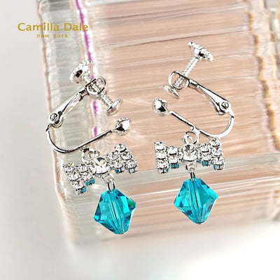 CamillaDale 星空點點蝴蝶結耳環-土耳其藍4