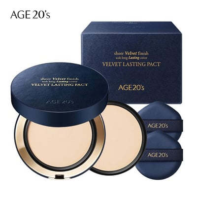 Age20's天鵝絨持久粉餅 一殼2蕊 質地細緻柔軟 高遮瑕粉餅 公司貨附發票8