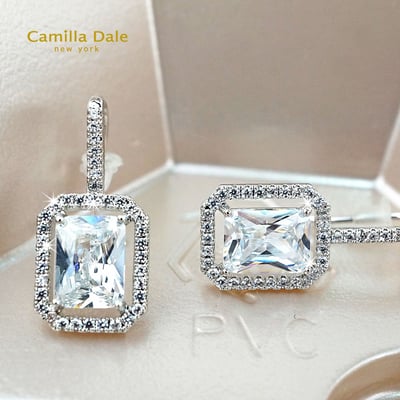 CamillaDale 亞尼斯頓鋯石耳環 長方形鋯石 白鑽2