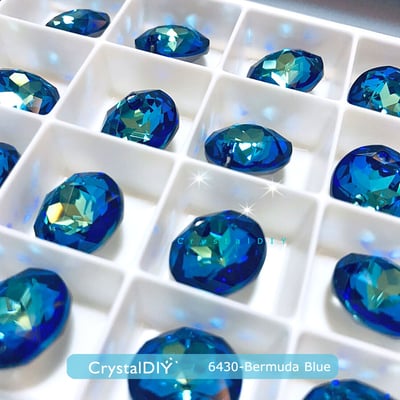 CrystalDIY奧地利SW水晶吊墜#6430經典切割吊墜百慕達藍Bermuda Blue (001BBL)14mm三色可選2