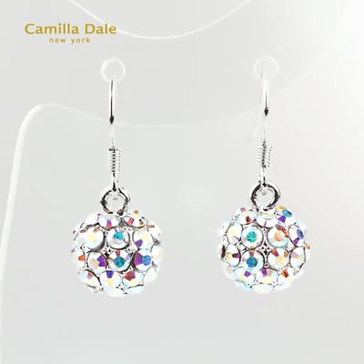 CamillaDale 立體圓球水晶耳環(白彩)1
