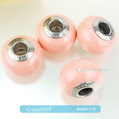 CrystalDIY奧地利水晶SW #5890水晶珍珠中孔 粉红珊瑚(716)14mm單顆3