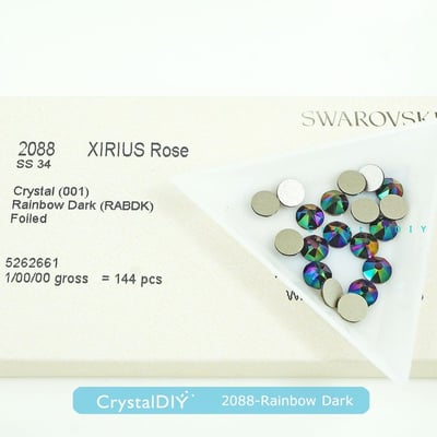 CrystalDIY奧地利水晶SW2088平底石 暗彩虹Rainbow Dark SS344