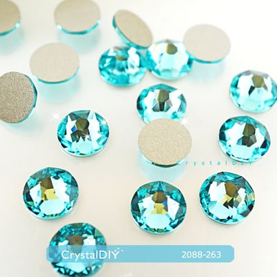 CrystalDIY奧地利水晶SW平底石#2088 Light Turquoise淺綠松石(263) SS34 (7.2MM) 貼鑽2