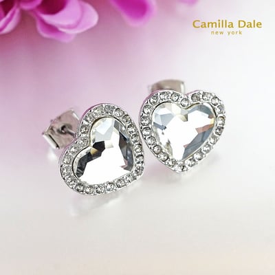 CamillaDale 芳心水晶耳環(白) 韓製2