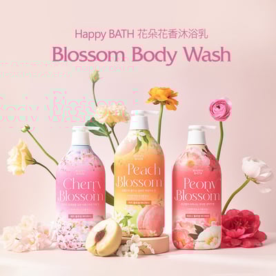 Happy Bath蜜桃花香保濕沐浴乳900g 大容量 全家人適用5