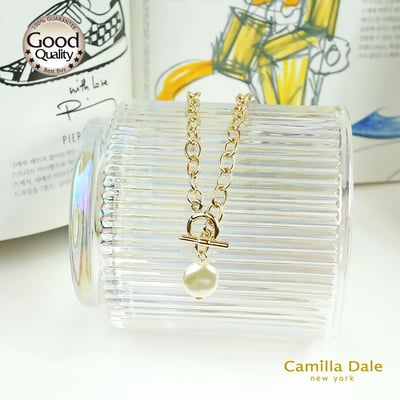 CamillaDale金色扁圓珍珠頸鍊短鍊項鍊(韓製)4