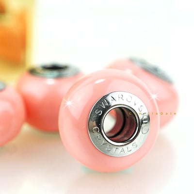 CrystalDIY奧地利SW #5890水晶珍珠中孔 14mm 兩色可選適用潘朵拉手鍊7