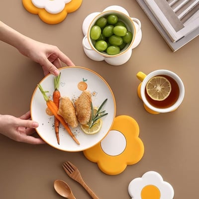 Daisy 花朵矽膠鍋墊杯墊桌墊1大+1小7