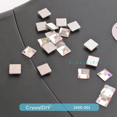 CrystalDIY奧地利SW水晶#2400平底方形石 Crystal (001)白鑽3mm每包50顆2