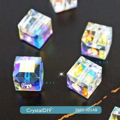 CrystalDIY奧地利水晶SW水晶串珠#5601立體正方形水晶亮彩(001AB) 4mm2