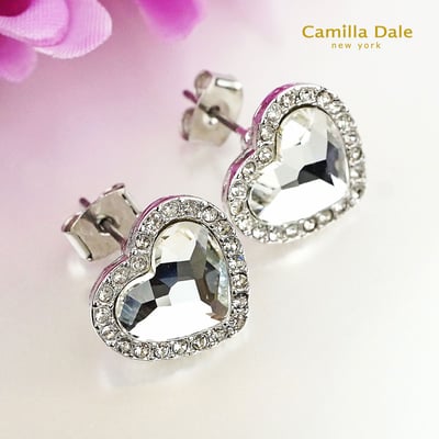 CamillaDale 芳心水晶耳環(白) 韓製5
