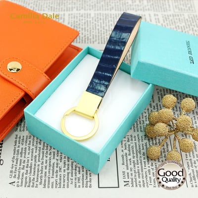 Camilla Dale韓國正蛇皮深藍鑰匙圈(霧金)4