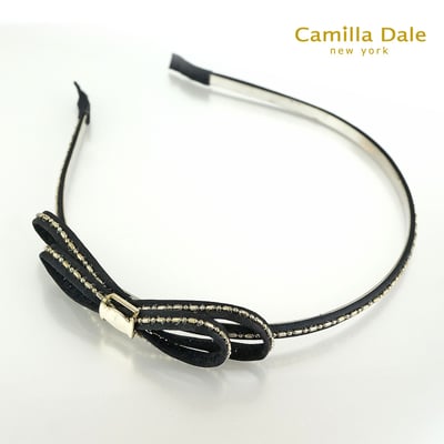 CamillaDale 金邊蝴蝶結髮箍 氣質窈窕淑女 黑色 韓國精品髮飾4