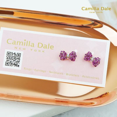 CamillaDale 深楓紅蝴蝶結耳環 韓製2