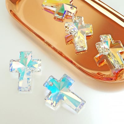CrystalDIY奧地利SW水晶吊墜#6864大十字吊墜水晶亮彩10