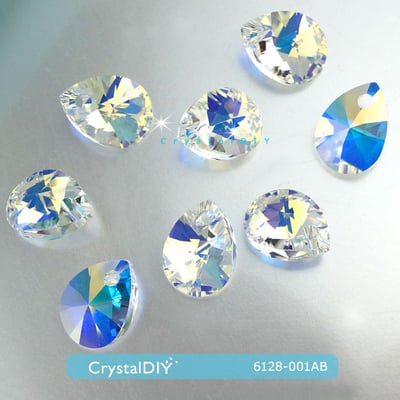 CrystalDIY奧地利水晶SW#6128迷你梨吊墜 水晶亮彩(001AB)10mm 每包12顆入三色可選6