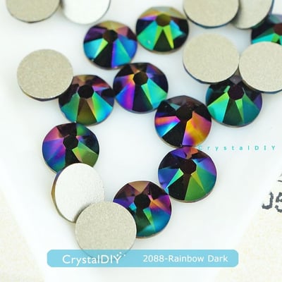 CrystalDIY奧地利水晶SW2088平底石 暗彩虹Rainbow Dark SS342