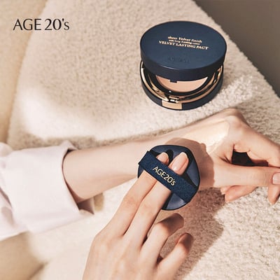 Age20's天鵝絨持久粉餅 一殼2蕊 質地細緻柔軟 高遮瑕粉餅 公司貨附發票5