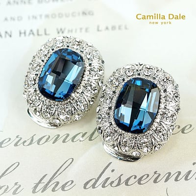 CamillaDale 巴洛克蒙大拿藍水晶耳環(夾式) 韓製5