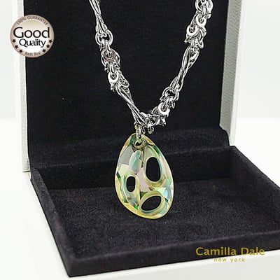CamillaDale 海枯石爛水晶項鍊 採用奧地利SW水晶吊墜#6730夜光綠2