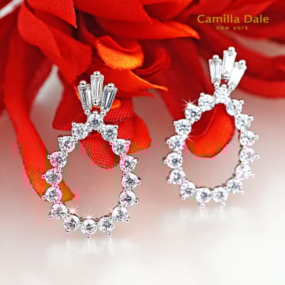 CamillaDale 皇冠淚滴鋯石耳環 韓製3
