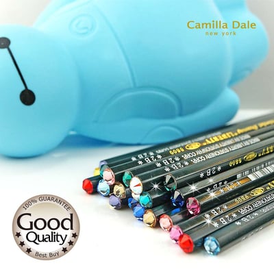 CamillaDale 光芒水鑽2B鉛筆 採用利百代 9800 兩打(24支)贈韓國文青可愛筆袋2