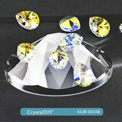 CrystalDIY奧地利水晶SW#6128迷你梨吊墜 水晶亮彩(001AB)10mm 每包12顆入三色可選7