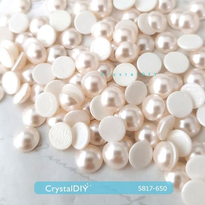 CrystalDIY奧地利水晶SW水晶珍珠#5817平底剖半珍珠6mm 雪白(650) 淺粉紅(294)2