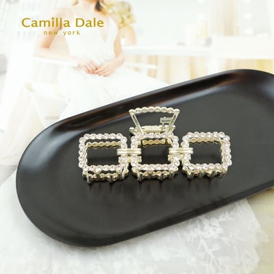 Camilla Dale 韓時尚 方格水鑽金屬鯊魚髮夾4
