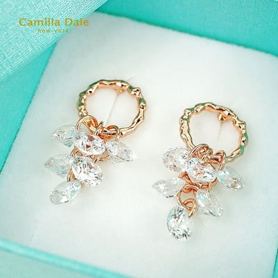 CamillaDale 水晶葡萄串耳環(玫瑰金)2
