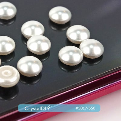 CrystalDIY奧地利水晶SW水晶珍珠#5817平底剖半珍珠6mm 雪白(650) 淺粉紅(294)4