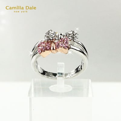 Camilla Dale 雙蝶水晶戒指(粉)2