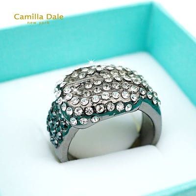 CamillaDale 腰帶頭水鑽戒指(黑幻銀)2