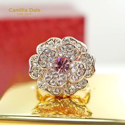 CamillaDale 山茶花水晶戒指(玫瑰金)1