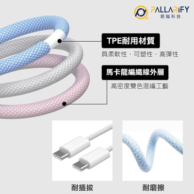 Pallarify 編織快充充電線 Type C To Type C  - 150cm