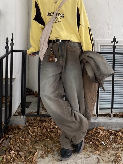 韓國美拉德咖啡漸層牛仔褲1