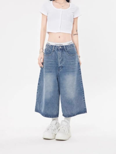 ♡韓國質感淺藍七分牛仔褲♡1