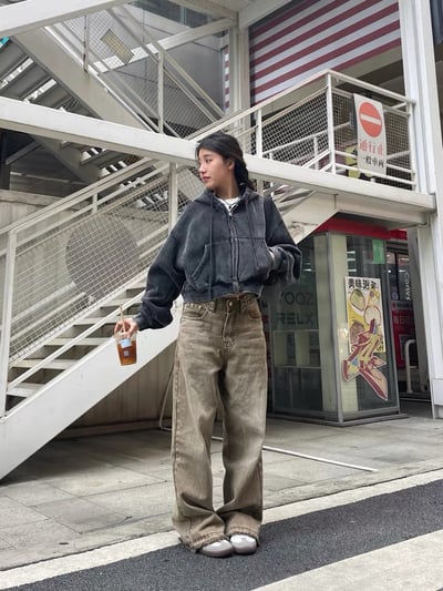 ♡韓國水洗厚磅短版外套♡2