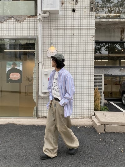 韓國廢土卡其質感落地牛仔褲4