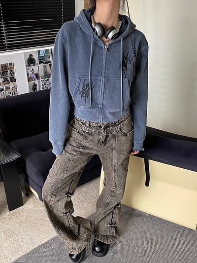 ♡韓國刺繡短版水洗棉外套♡4